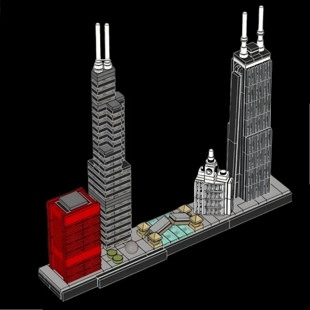 Die Prachtvolle Stadt Chicago 21033 Baustein-Set Geeignet für Weihnachtsgeschenke Kompatibel mit Legoed-Teilen, 444 Teile