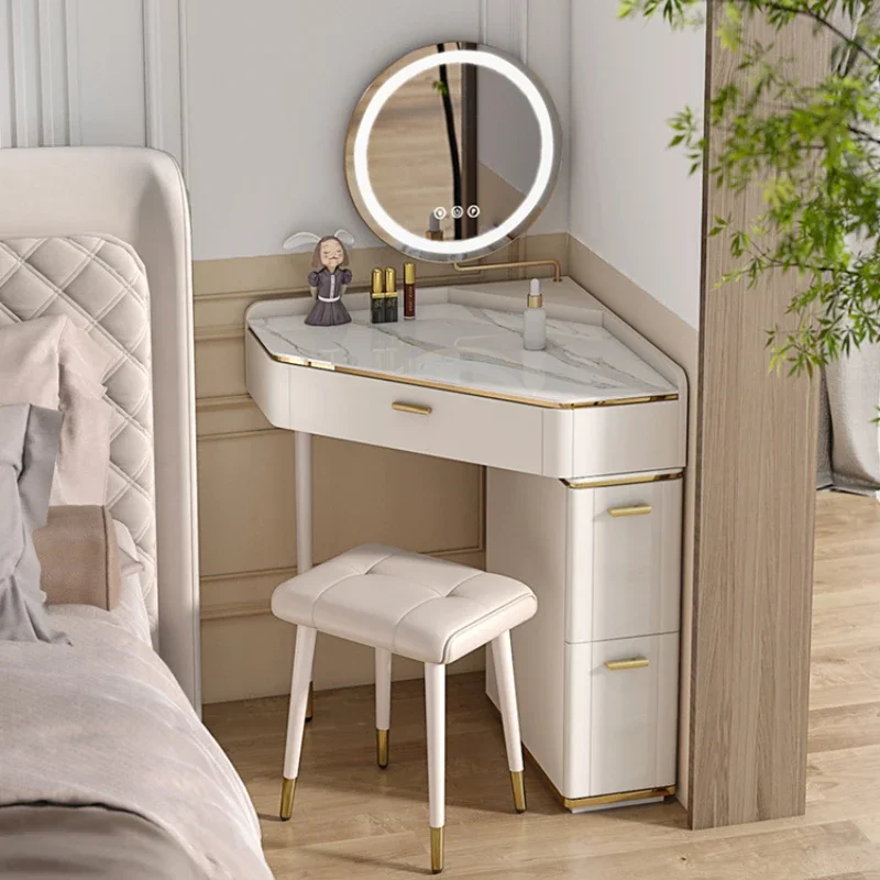 Corner Luxury Vanity Dresser Storage Mirror Set Women Organizer Dressers Makeup Drawer Coiffeuse De Chambre Furniture Home