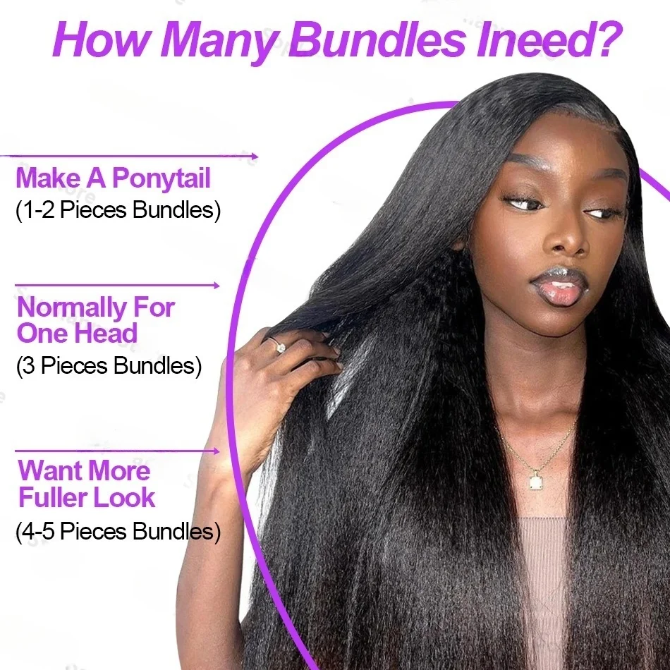 30 Inci Bundel Rambut Mentah Lurus Keriting 3 4 Bundel 100% Rambut Manusia Jahit Dalam Bundel Bundel Lurus Remy Yaki Perawan Brasil