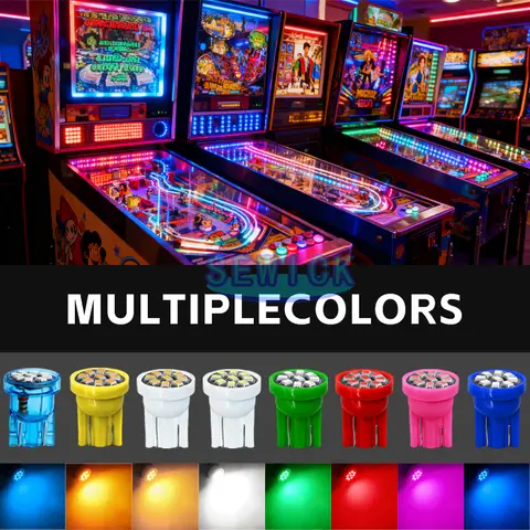 100PCS AC DC 8V 6V 6.3V 555 158 168 194 T10 Led Bulb Arcade Pinball Machine Game Car Light Flashlight White Blue Red Ice Blue
