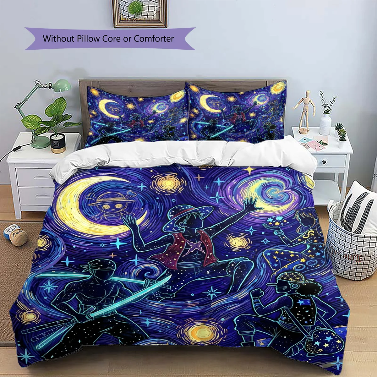 One Piece Luffy Patterned Pillowcase & Duvet Cover Set Home Room Anime Bedding Decor Perfect Present for Lovers.-TING