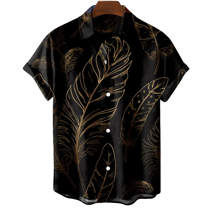 

Bird Feather Graphic Shirts For Men Clothing 3D Printed Hawaiian Beach Shirts Short Sleeve Y2k Tops Vintage Clothes Lapel Blouse