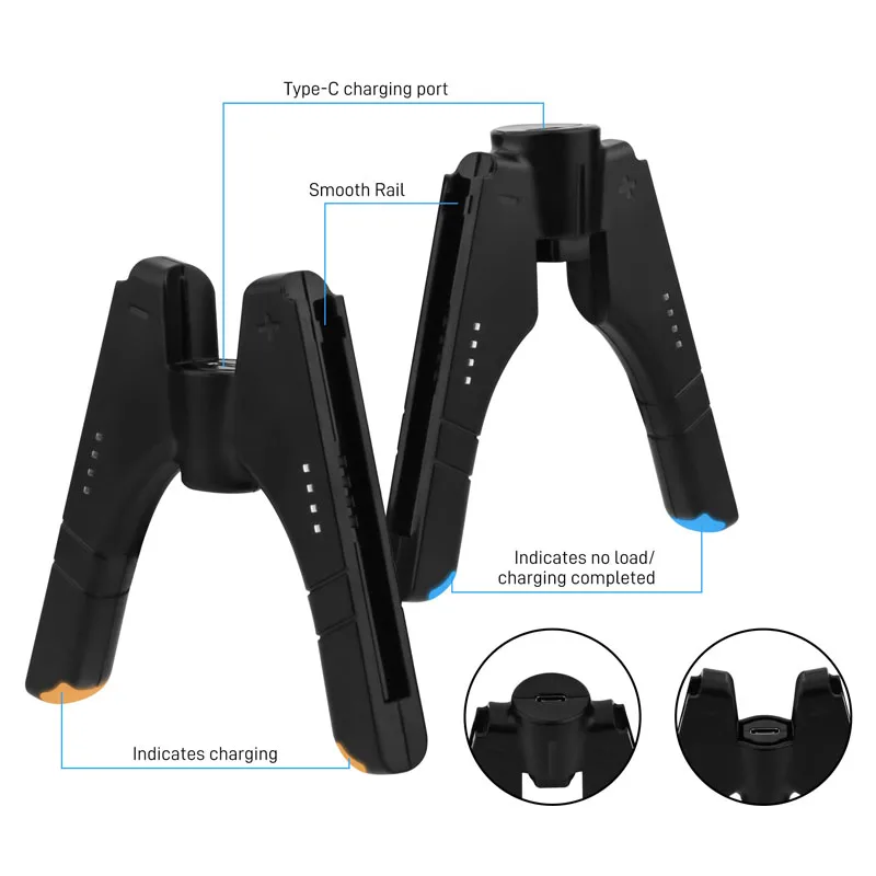 4 in 1 Joycon Charger Grip for Switch/Switch OLED Controller Charger LED Indicator Charging Dock Station Handle Grip