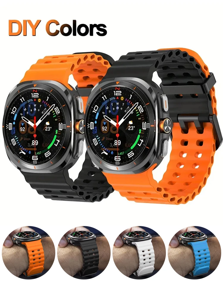 Original Straps for Samsung Galaxy watch Ultra Band 47mm accessories Marine Silicone Sport Bracelet Correa Galaxy watch 7 Ultra