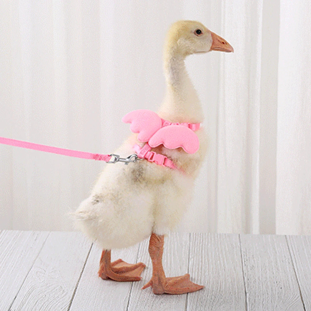 

1Pcs Pet Duck Leash Pink Adjustable Traction Rope Outdoor Walking Harness Premium Nylon Durable Safe Adorable Angel Shape