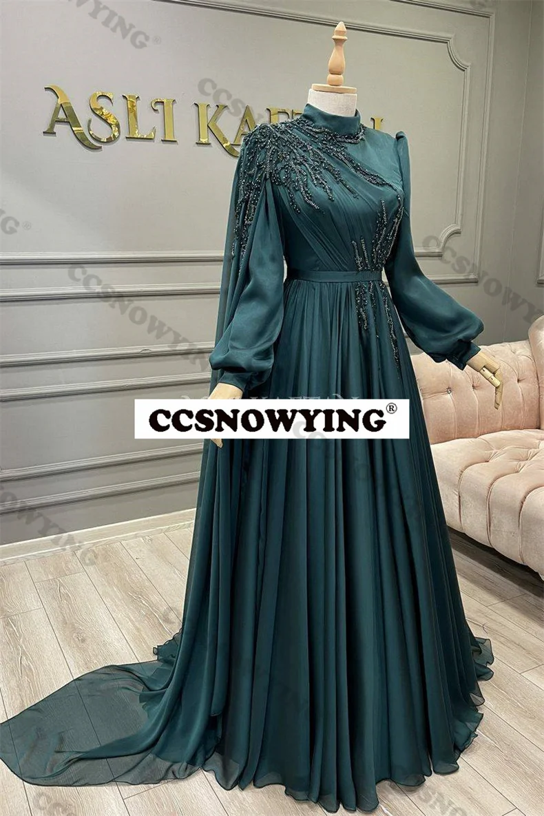 

Мусульманское шифоновое платье-хиджаб с длинными рукавами и высоким воротником