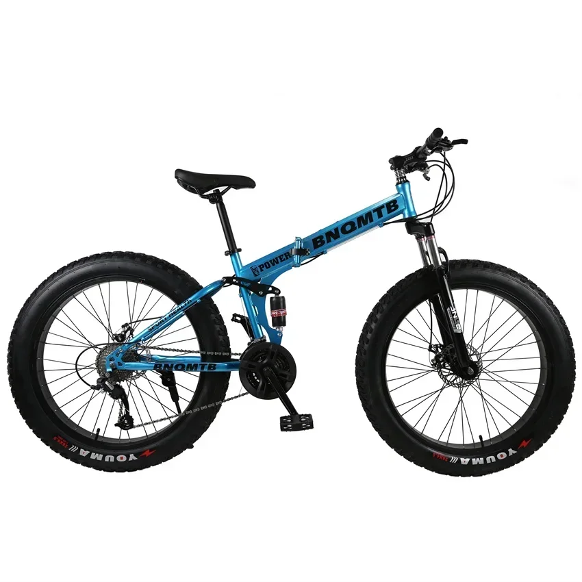 Snow Folding Bike 24/26 Inch 21/24/27/30 Speed Spoke Wheel Mountain Bicycle Shock Absorber Disc Brake 4.0 Fat Tires Outdoor