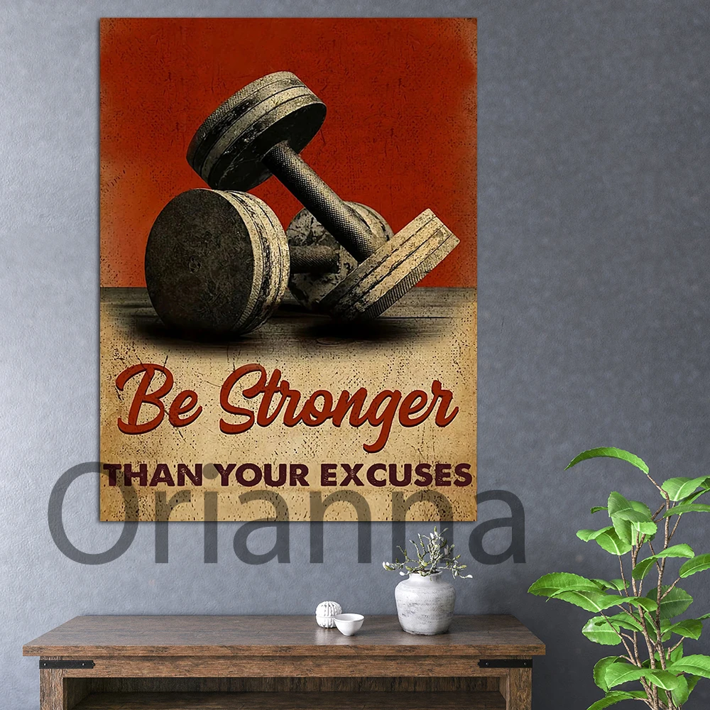 Home Decor Canvas Painting Be Stronger Than Your Excuses Dumbbells Pictures Wall Art Hd Prints Vintage Modular Poster For Gym