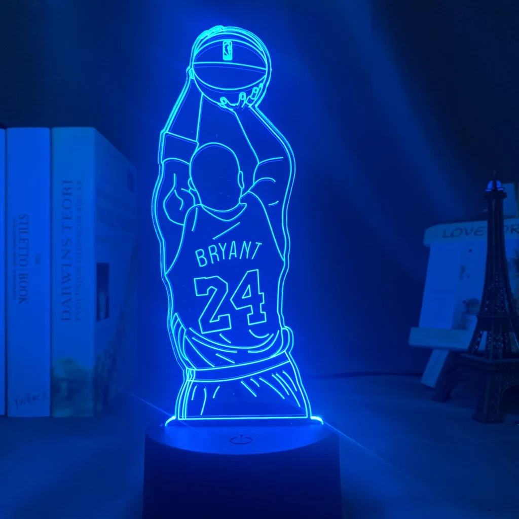 Led Nachtlampje Kobe Jump Shoot Figuur Achteraanzicht Slaapkamer Decor Nachtlampje Bureau 3d Lamp Dropshipping Kobe Bryant Herdenkingsgeschenken