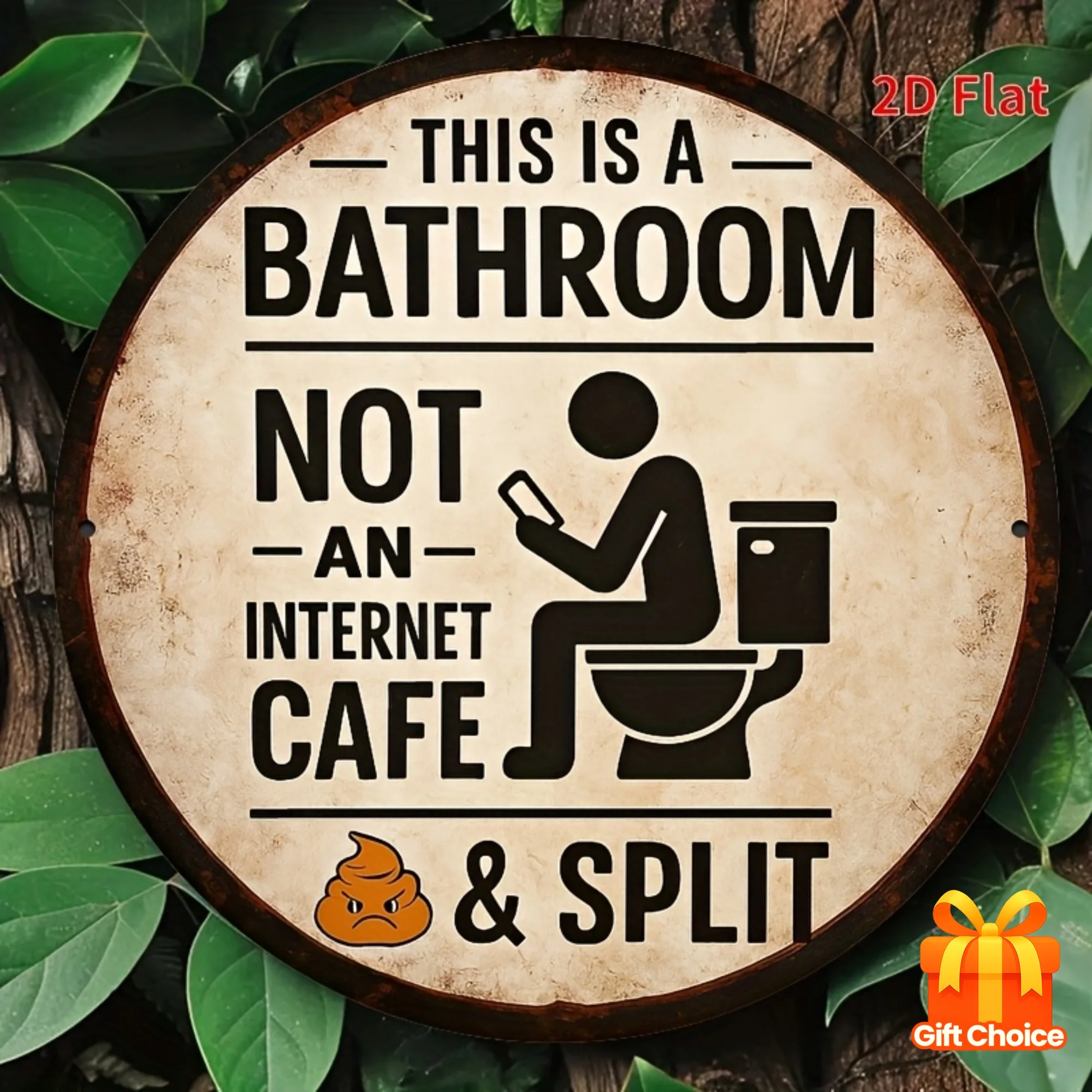 A Humorous Bathroom Sign Featuring a Vintage Design That Reads, 'This Is a Bathroom, Not an Internet Cafe & Partition.' It'S a