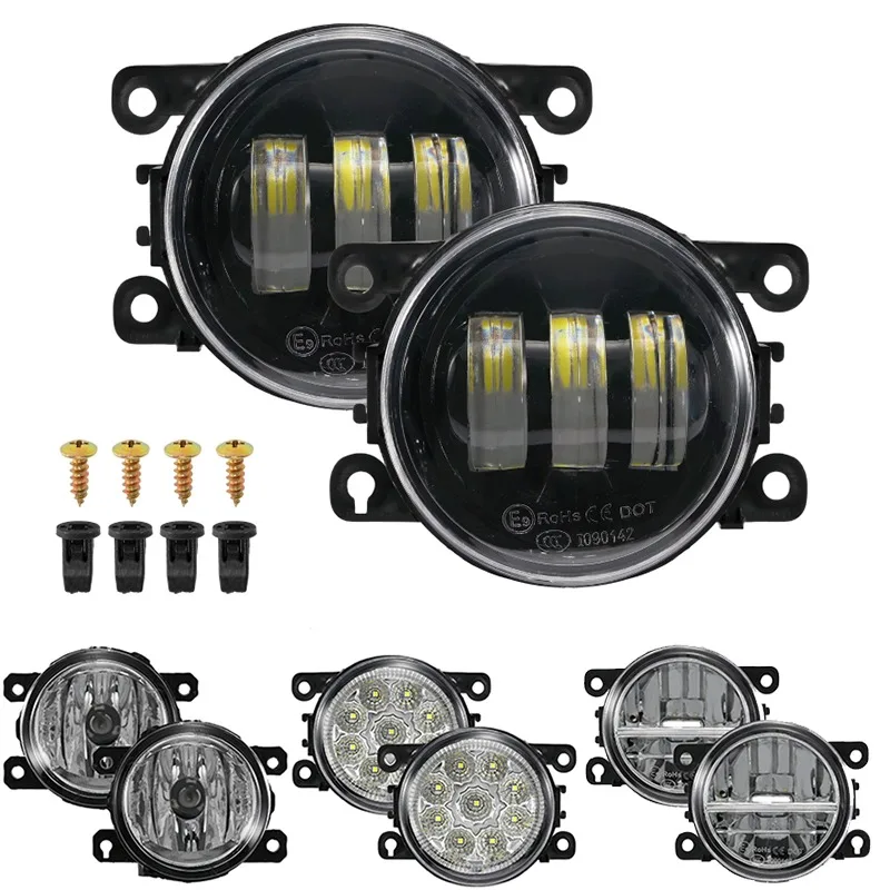 Luces LED antiniebla delanteras para coche, lámpara blanca de conducción diurna para Honda Focus Fiesta Peugeot Citroen 4F9Z15200AA, 90mm, 1 par