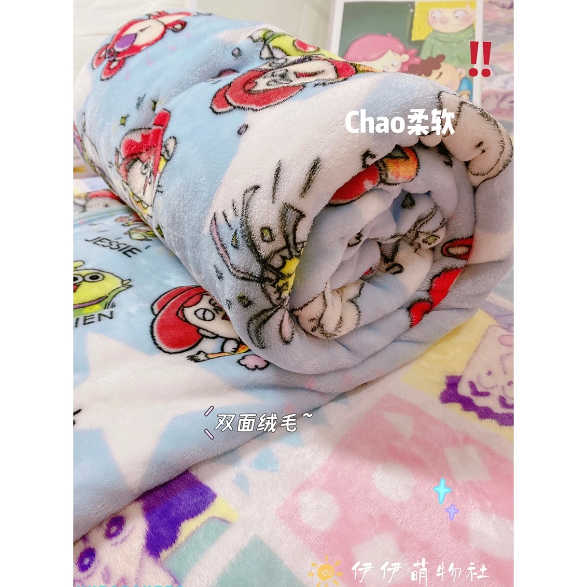 1*1M Kawaii Sanrio Blanket My Melody Kuromi Cinnamonroll Flannel Blanket Anime Plush Doll Lightweight Soft Bed Couch Blanket