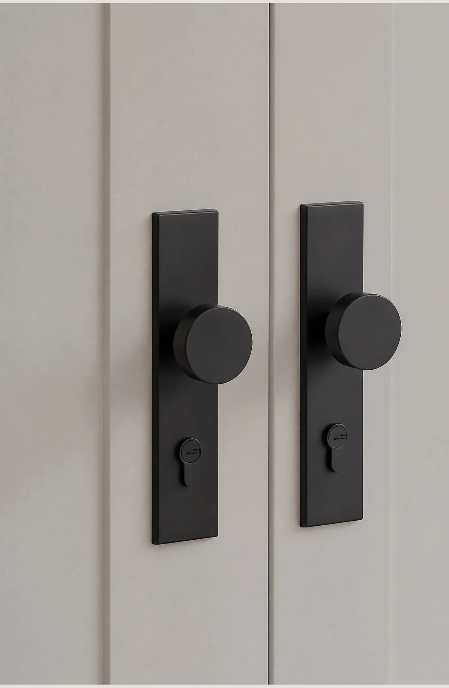DOOROOM Messing-Türschloss-Set, schwarze integrierte Schlosspaneele, Innentürschloss, dekoratives Schloss, Durchgangsschloss, Türgriff – Detail 4
