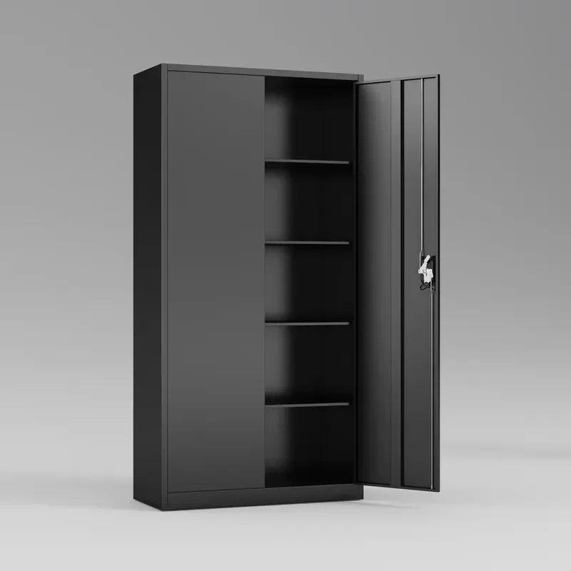 Steel Office Cabinet with Large File Storage System and 4 Tier Adjustable Shelves