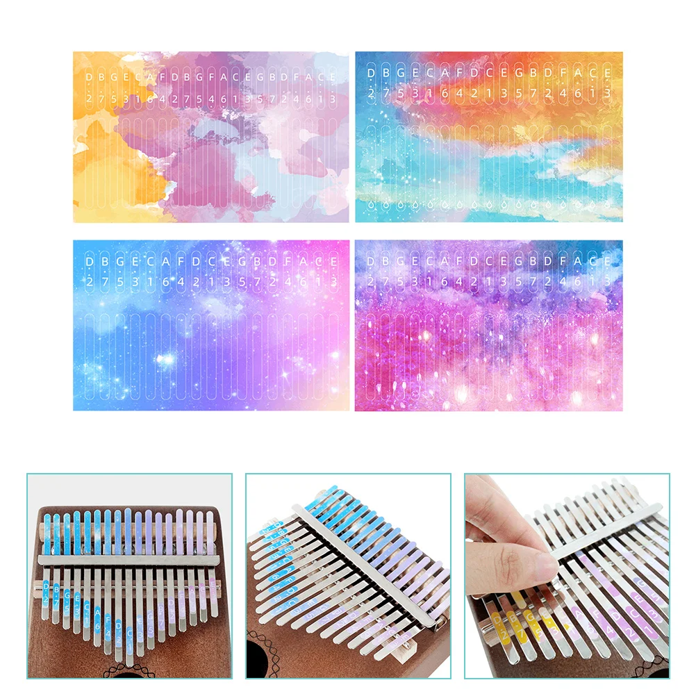 

4 Pcs Kalimba Key Stickers Thumb Piano Music Keyboard Accessories Portable Scale Note Decals Beginner Easy Use Practical