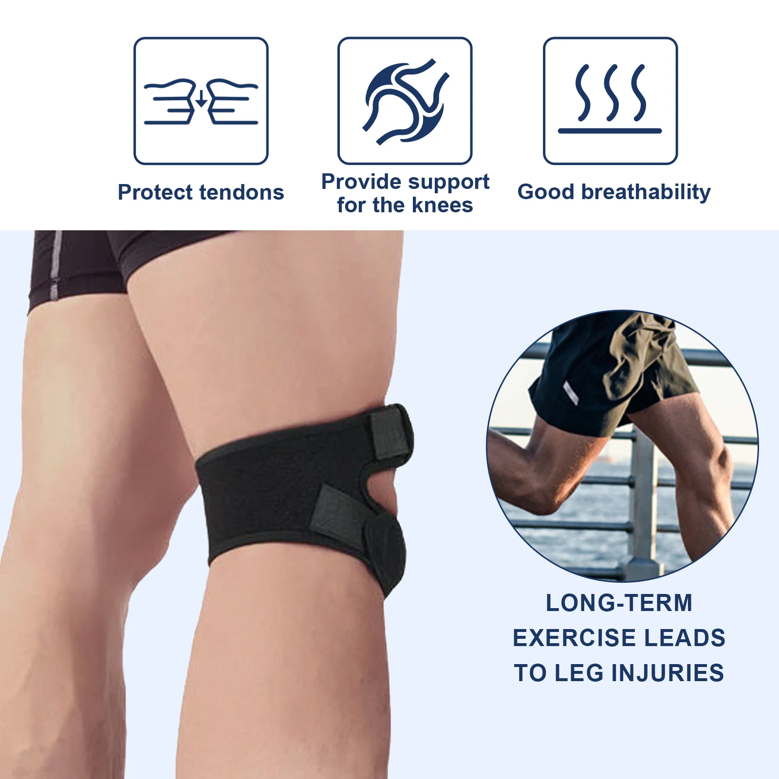 

Adjustable Kneepad Strap Breathable Protective Gear for Outdoor Sports Running Skipping Fitness Playing