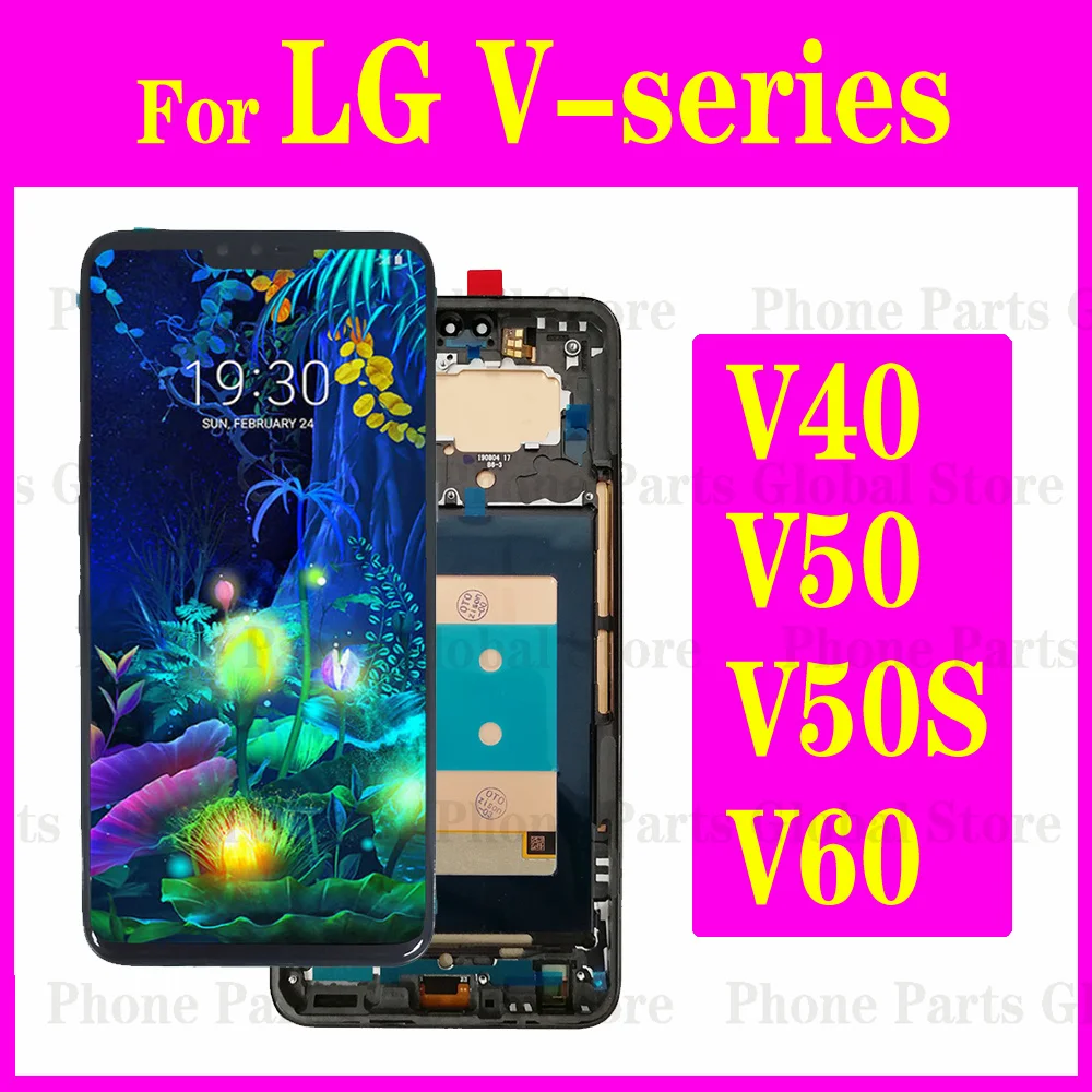 LCD With Frame For LG V60 V600 V40 V405 V50 V500N V50S V510N ThinQ 5G Display Screen Touch Sensor Digitizer Assembly Replacement