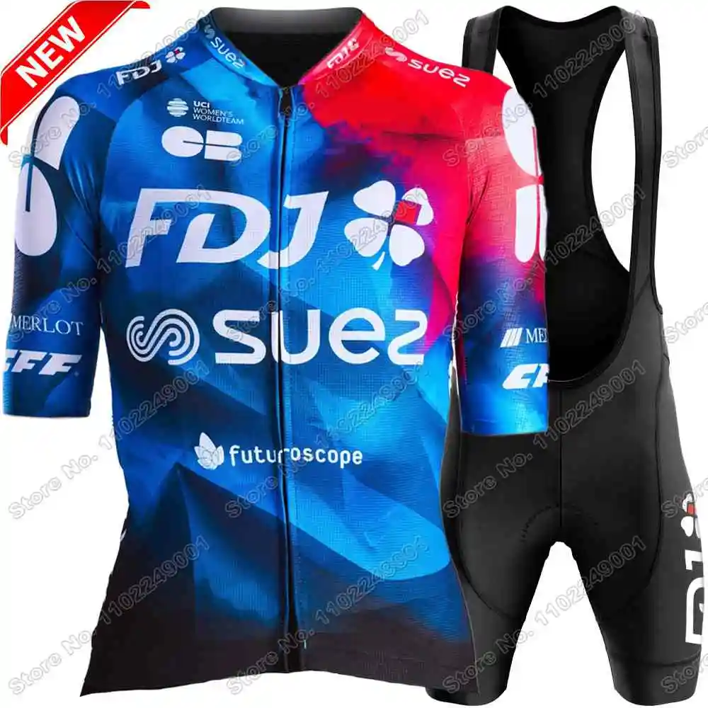 2024 Team FDJ SUEZ Cycling Jersey Set Unisex Cycling Clothing Men Women Short Sleeve Kit Road Bike Shirt Suit Bicycle Bib Shorts