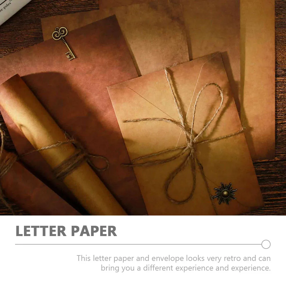 

Retro Kraft Paper Letter Writing Set 3 Sets Flat Smooth Envelopes Office Party SuppliesVintage Invitations Stationery