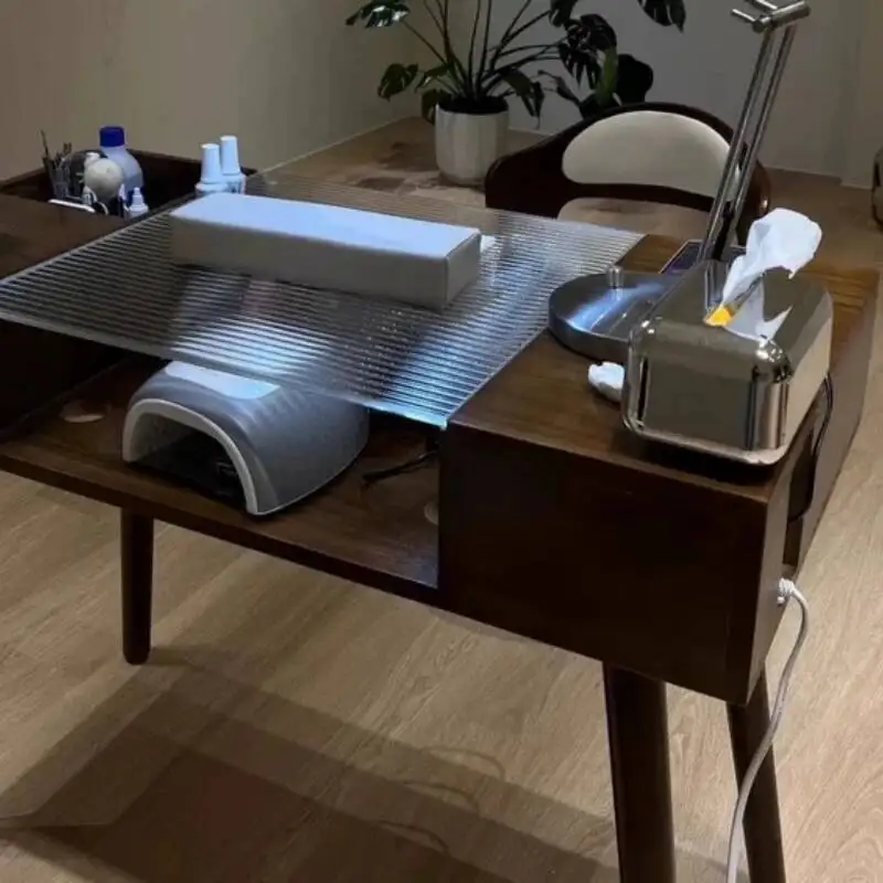 Designer Makeup Nail Desk Reception Nordic Modern Nail Desk Organizer Cleaning Professionals Square Wood Nageltisch Furniture