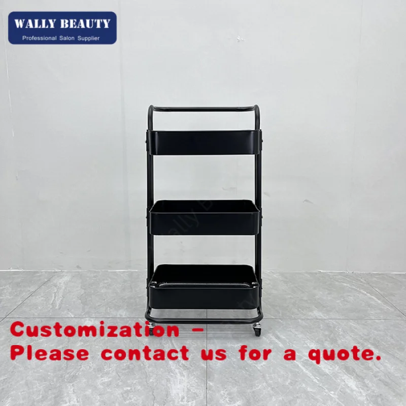 

Customize.Three-layer Iron Trolley with Holes Barber Shop Trolley Beauty Shop Storage Rack
