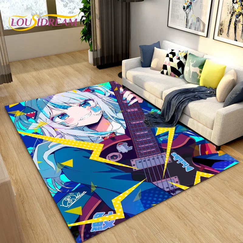 Gawr Gura Hololive Cute Anime Shark Area Rug,Carpet Rug for Living Room Bedroom Sofa Doormat Decoration, Kids Non-slip Floor Mat