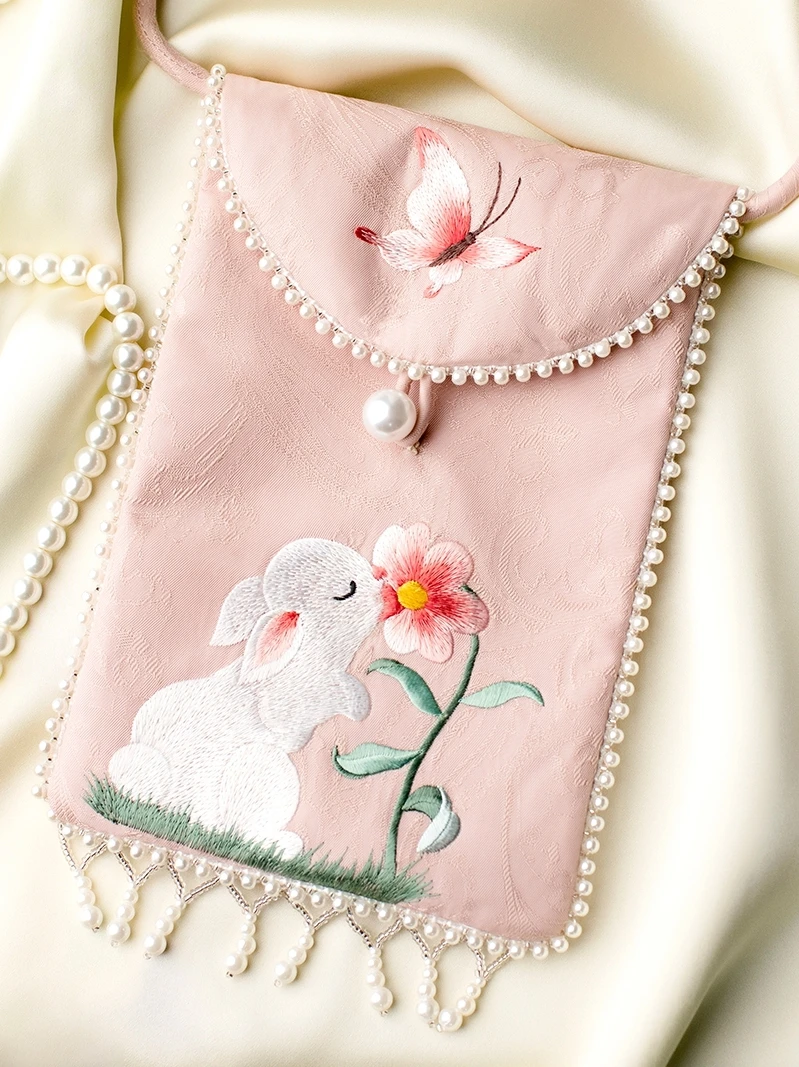 

Вышитая сумка-кошелек через плечо в стиле Ханьфу, вертикальная, маленькая, на шею, с этническим колоритом, женская, молодежная, хлопковая