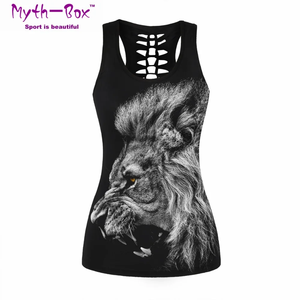 Women Sport Vest Bad Cat Printed Sleeveless Shirt For Yoga Hollow Out Undershirt Gym Fitness Tops Elastic Running Tank Top Femme