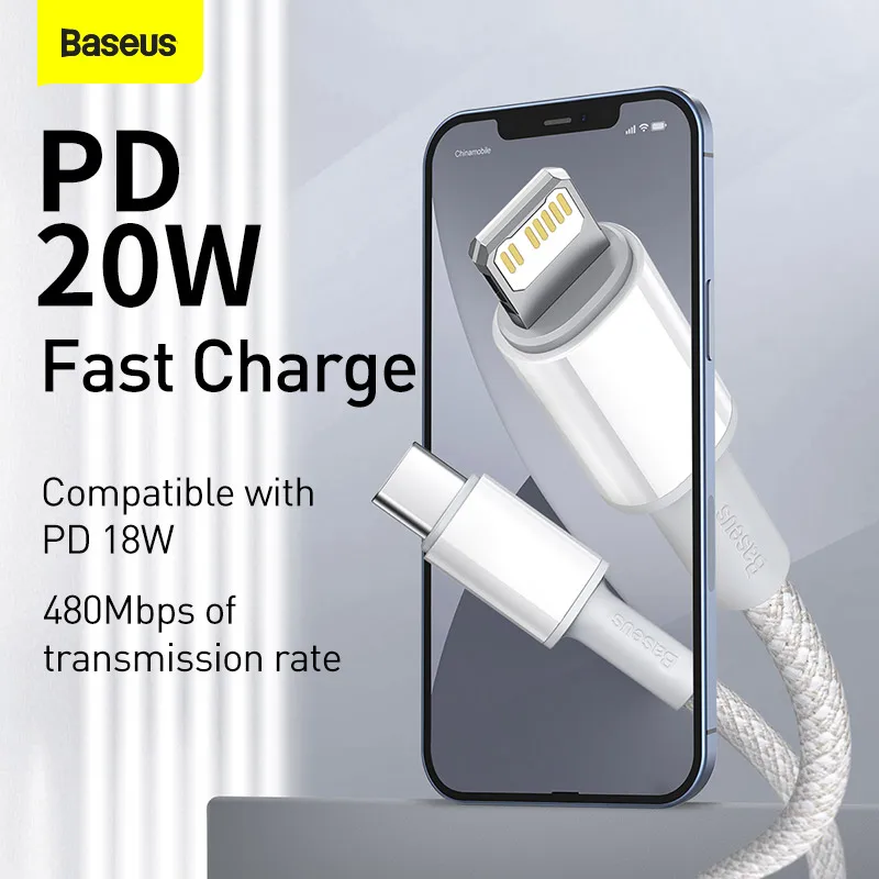 Cavo di ricarica rapida USB C Baseus 20W PD per iPhone 13 12 11 Pro Max Mini XR USB-C tipo-c cavo di ricarica per iPad PD cavo di ricarica