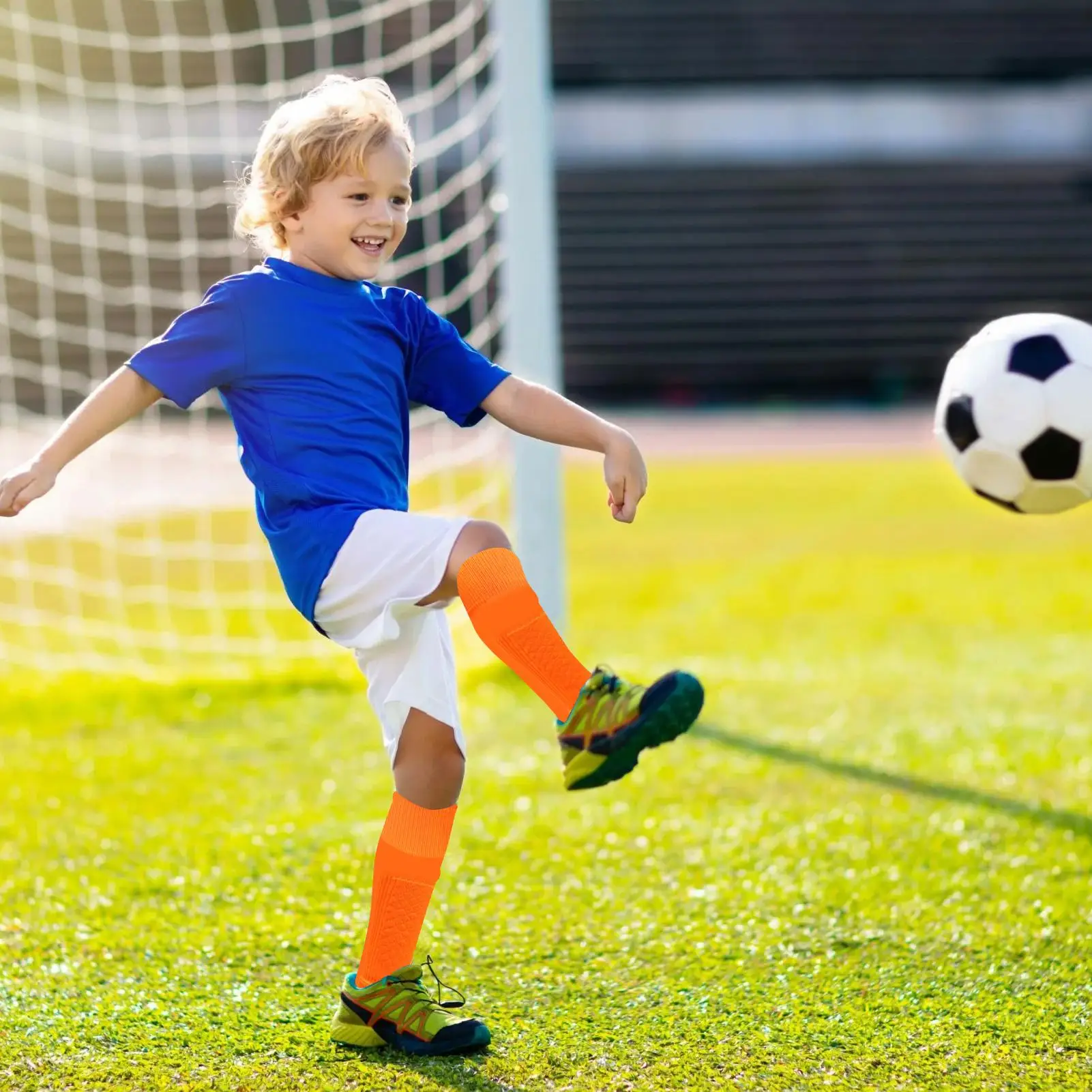 ถุงเท้าฟุตบอลสําหรับเด็กถุงเท้ากีฬาถุงเท้าเข่าBreathable Moisture-Wickingป้องกันฟุตบอลเกียร์กีฬาGuardsสําหรับชายหญิง