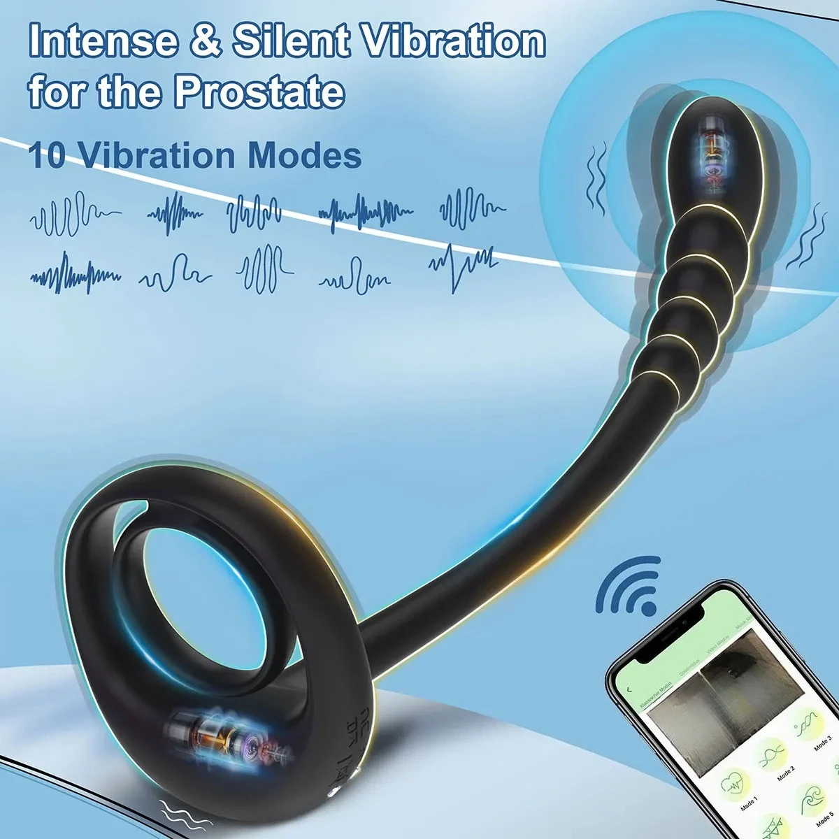 خاتم الديك البروستاتا هزاز للرجال APP اللاسلكية الخصية تدليك الشرج بعقب المكونات حلقة القضيب ذكر الاستمناء الجنس لعب الكبار 18 +
