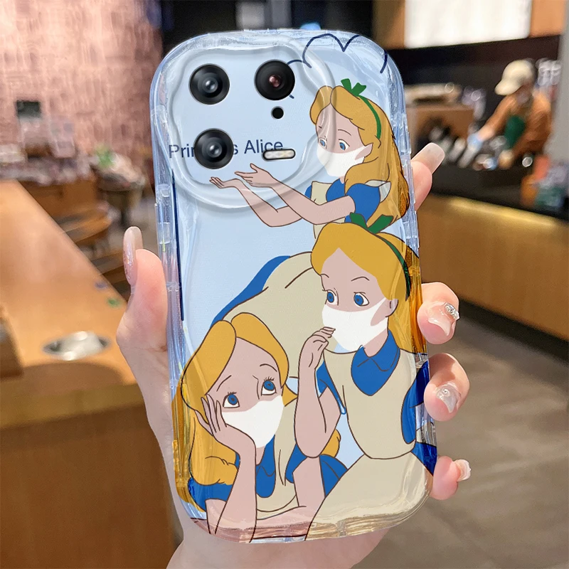 Disney Alice in Wonderland Wave Case for Xiaomi Mi 14 13 12 Pro 11 Lite 11i 5G POCO X6 X5 X4 X3 NFC GT F6 F5 F4 F3 M4 M3 Cover