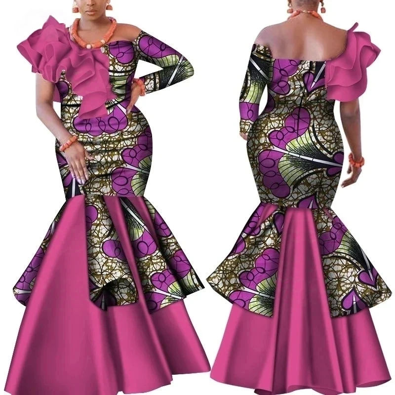 Mermaid Chic Woman Evening Dress Formal Gown Ruched Neck Night Dresses Robe De Bal Customized Bridal Gowns Vestido African Cloth