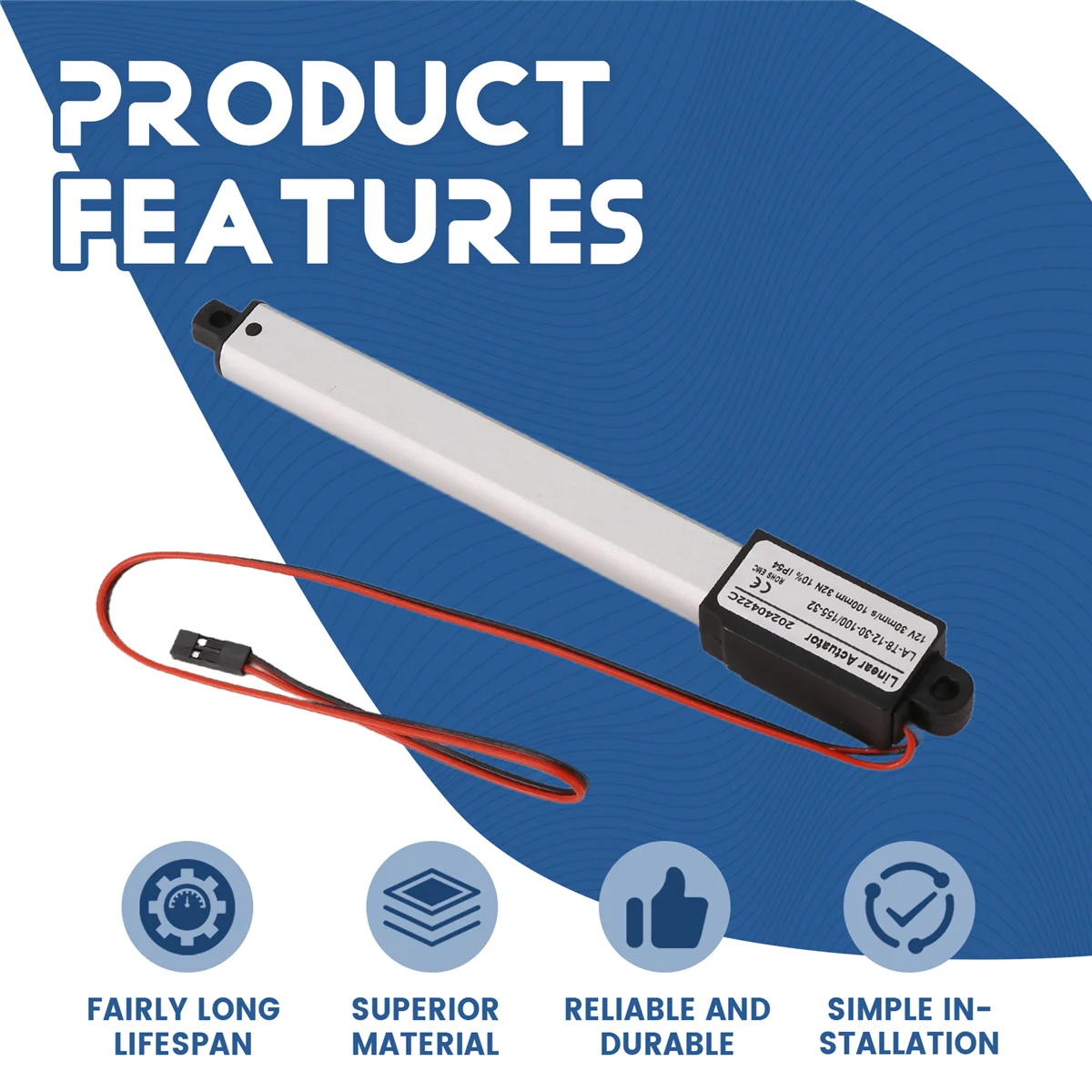 ABQR تيار مستمر 12 فولت مقاوم للماء IP54 المحرك الخطي الصغير 100 مللي متر السكتة الدماغية محرك خطي كهربائي نافذة فتاحة 30 مللي متر/ثانية سرعة