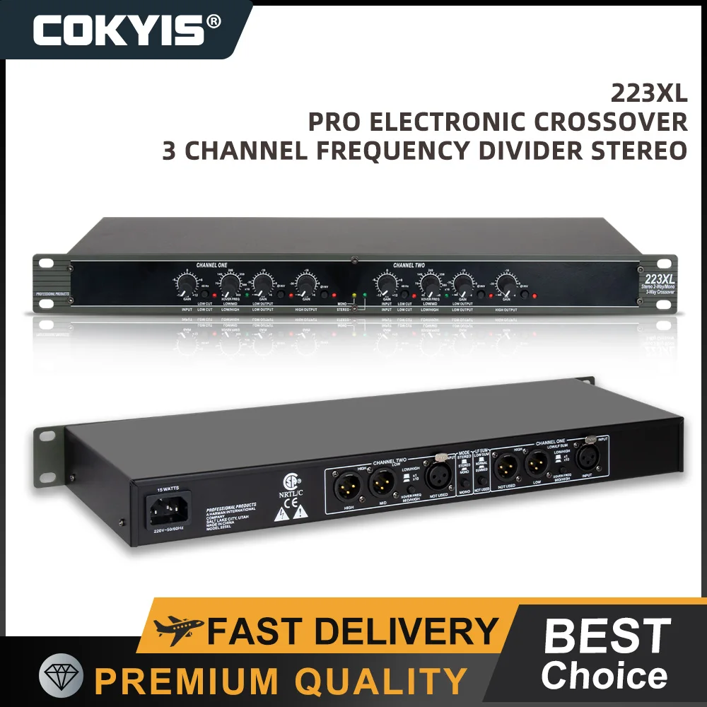 223XL Electronic Audio Crossover professione Stage Show Equipment Stereo 2-Way/Mono 3-Way Crossover Rack montabile