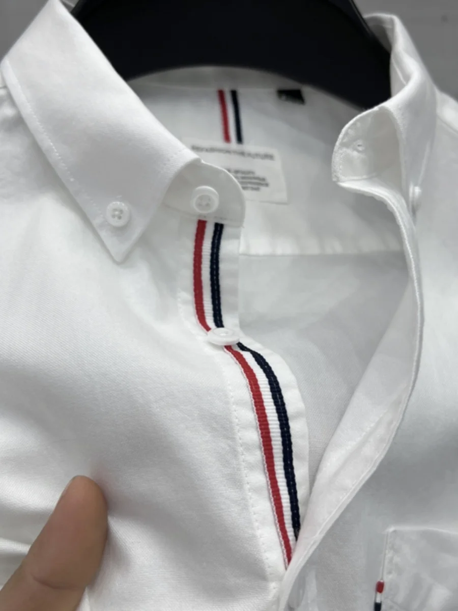 Summer New Pure Cotton White Oxford Cloth Men's Casual Shirt Short Sleeve Pocket Breathable Fashionable American Sle Busine...