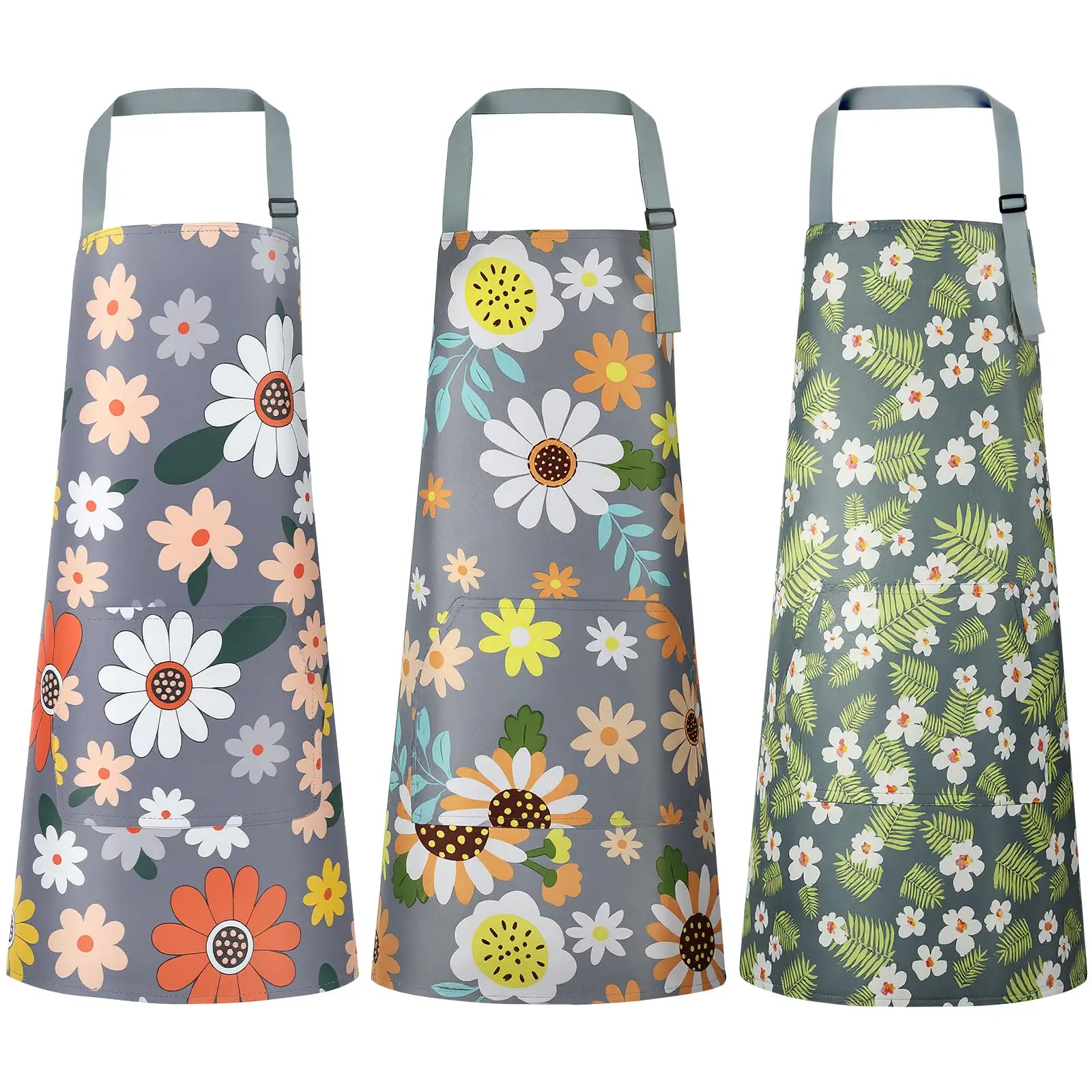 Niedliche Blumen-Küchenschürze, ölbeständig, für Frauen, Kinder, Männer, Küche, wasserdicht, für Erwachsene, Kaffee, Backzubehör