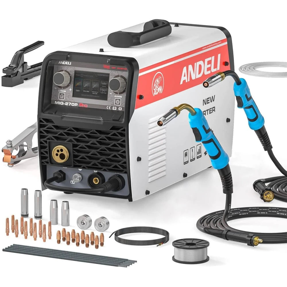 ANDELI Semi-automatic Double Pulse MIG Welding Machine MIG/LIFT TIG/ARC Synergy Gas Gasless Welding Aluminum Welder 4 in 1