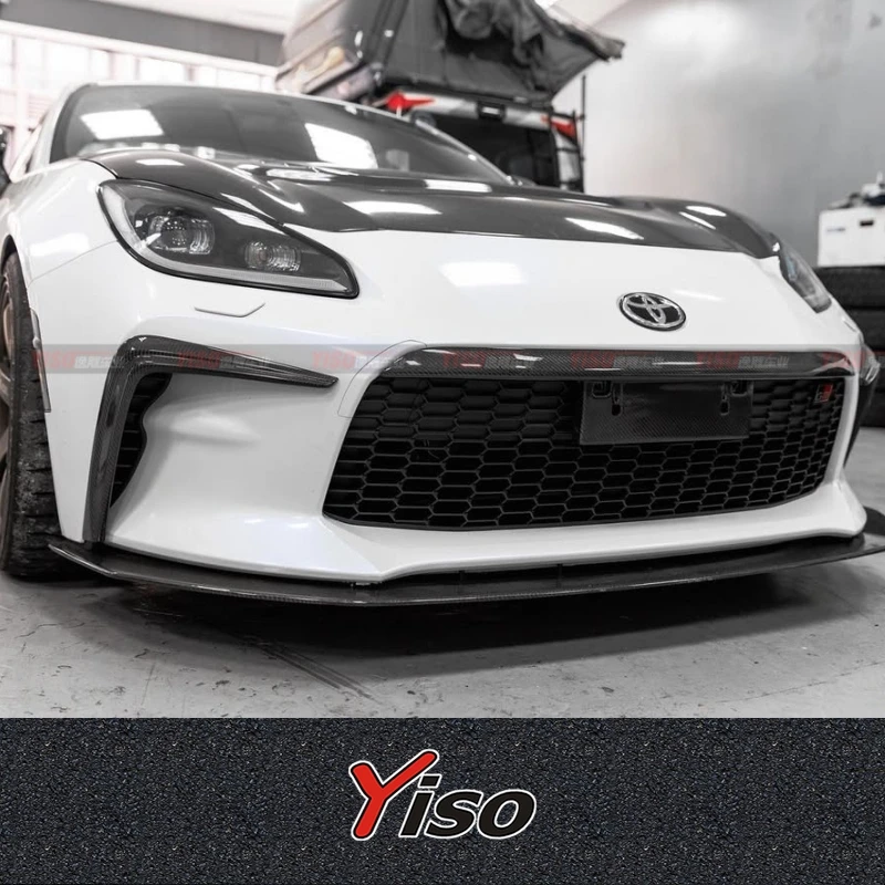 

Подходит для модернизации автомобиля GR86 2022-2023 года Yiso, углеродное волокно, модифицированное укрытие, аэродинамический комплект, передняя планка, ветровой нож