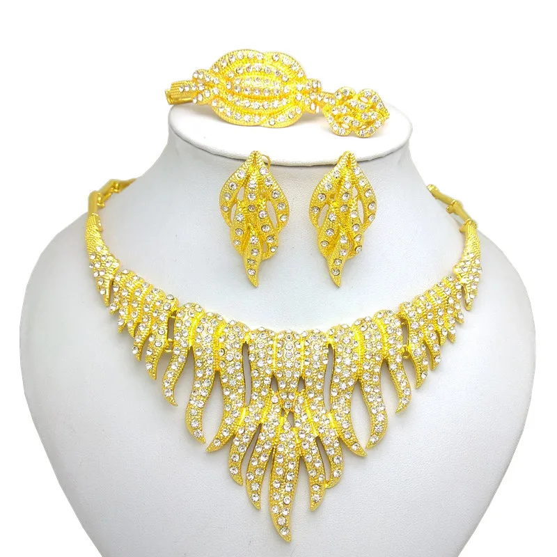 

Kingdom Ma 2022 New Women Fashion Gold Color African Nigerian Beads Necklace Jewelry Set Wedding Bridesmaids Jewerly Sets