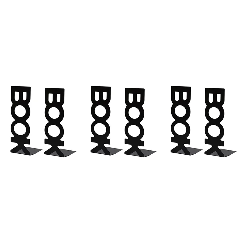 

J1UL1N 3 Pair Bookends For Library School Book Holder Book Letter Book Baffle Black