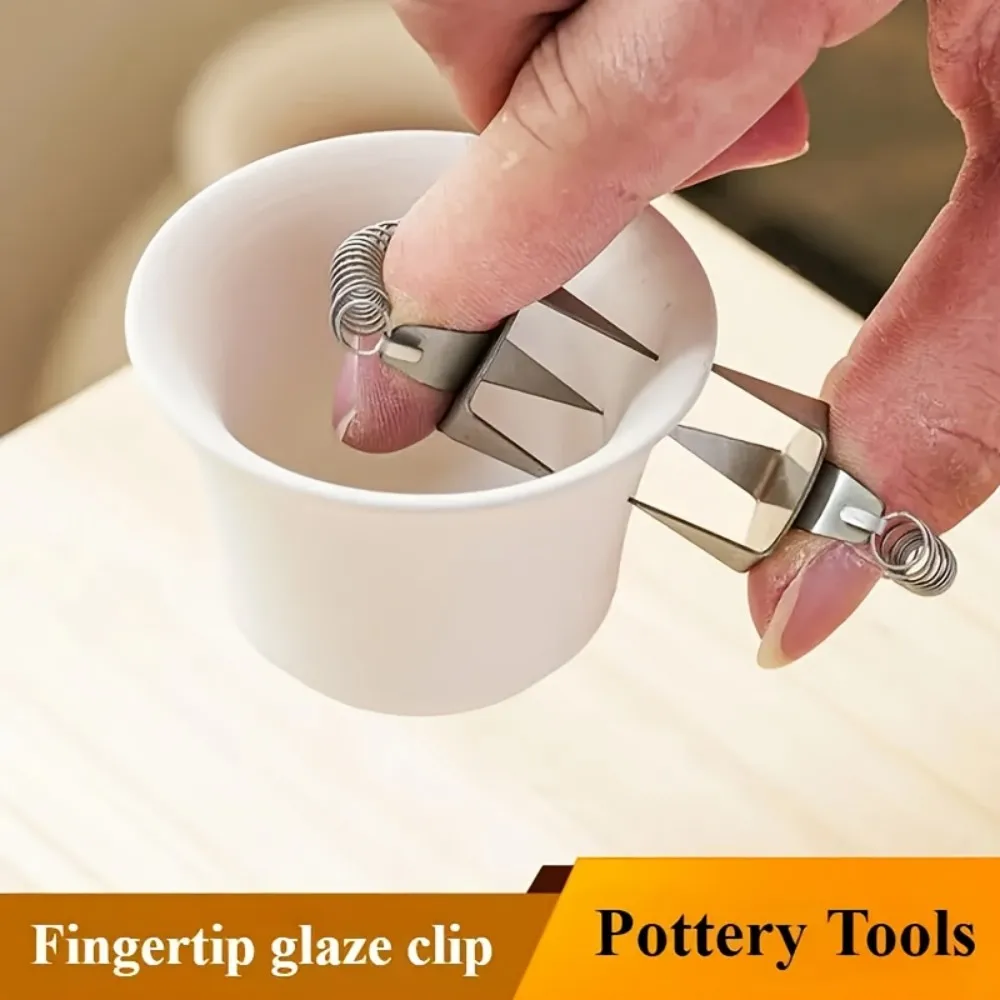 2pcs Pottery Glaze Tool, Fingertip Dip Glaze Clip, Stainless Steel Glaze Clip, DIY Teacup Clip