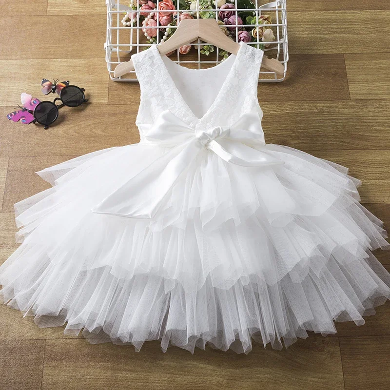 2-6 Yrs Lace Summer Dresses for Baby Girls Cute New Kids Princess Party Ball Gown Children Birthday Wedding Evening Prom Dress