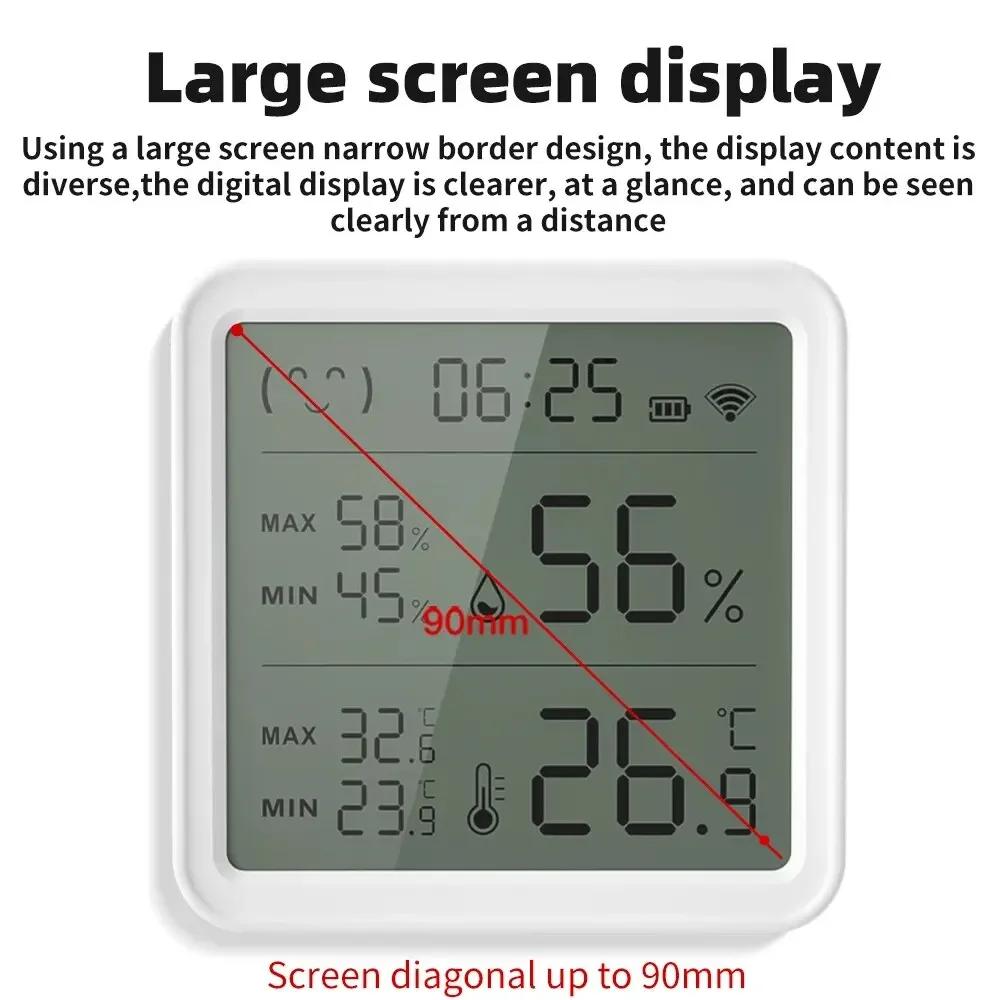 Imagem -03 - Tuya Wifi Sensor de Umidade Temperatura para Casa Inteligente Backlight Higrômetro Termômetro Compatível Bluetooth App Controle Remoto