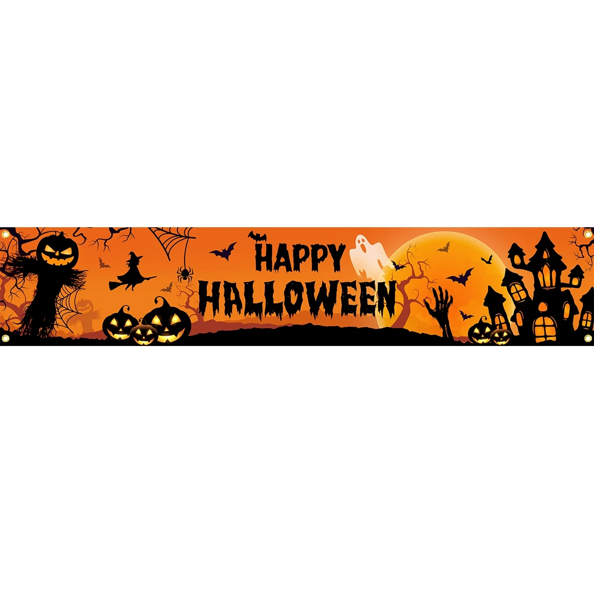 Baner na Halloween na zewnątrz Dekoracja na Halloween do domu Dynia Nietoperz Tło z nadrukiem Temat Horror Akcesoria na przyjęcie — 2