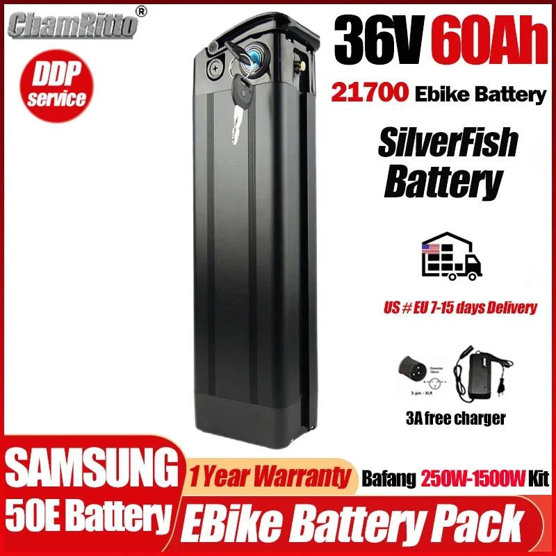 

36 В 1000 Вт Электрический велосипед Silverfish Аккумулятор 20 Ач 25 Ач 30 Ач 40 Ач 50 60 Ач Электрический велосипед Akku 750 Вт Bafang 500 Вт мотор 21700 литиевая батарея