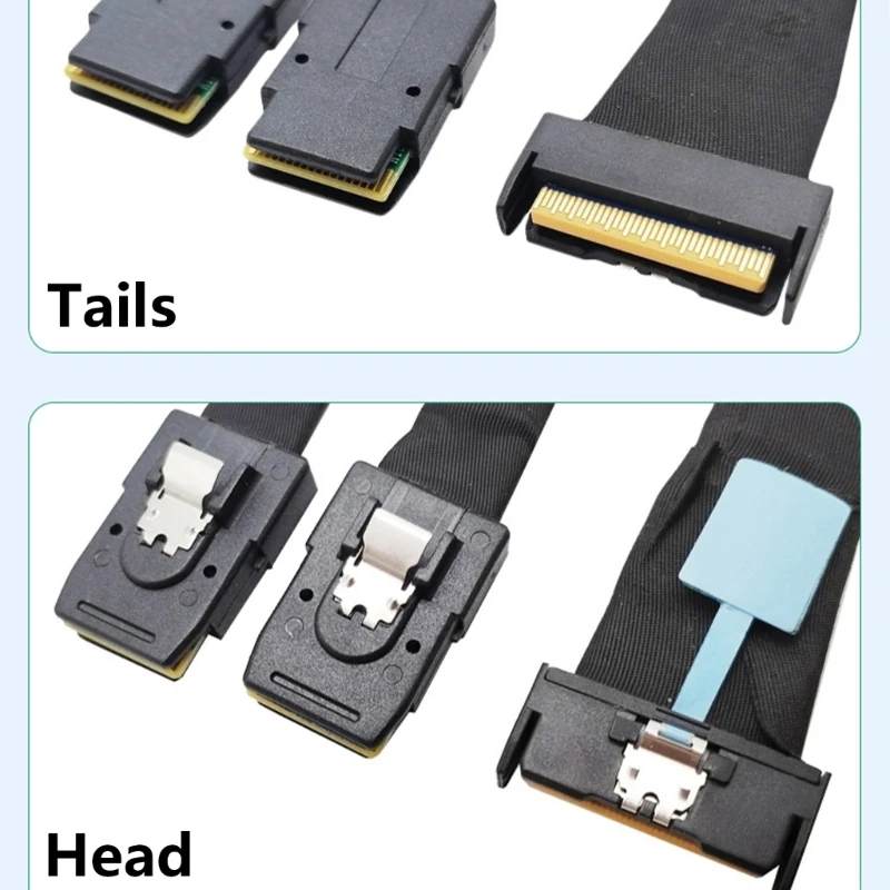 High Speed MCIO 8i 74P Male To 2xSFF 8087 Male Extension Cable Adapter