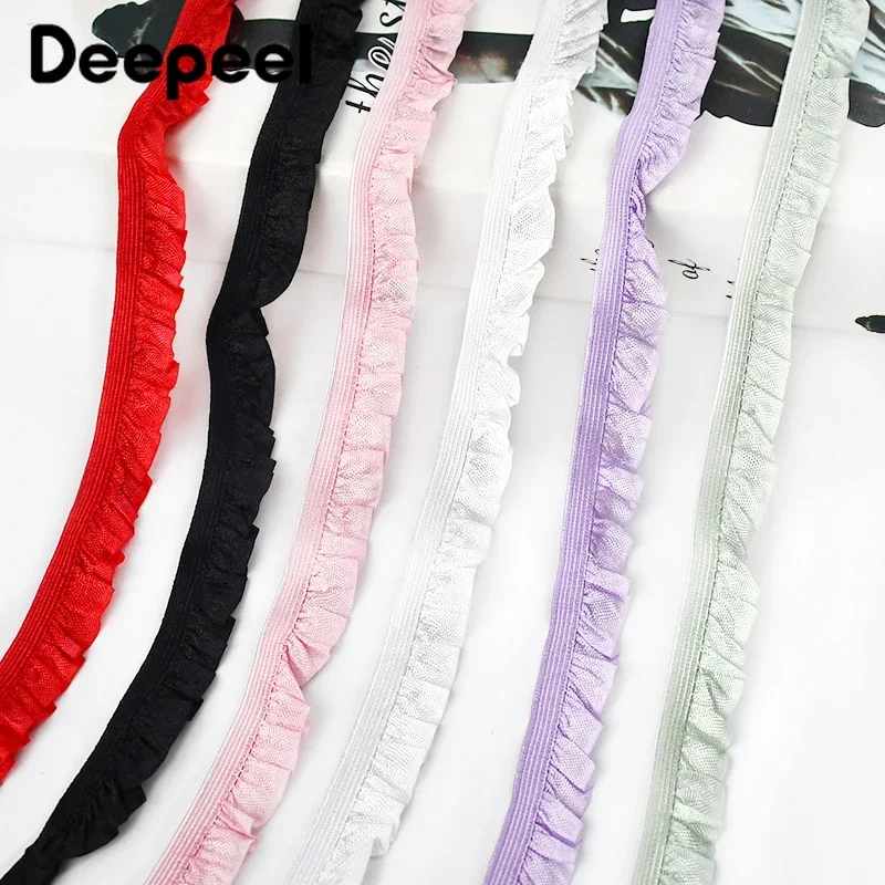 10/22/45meters 10/15mm Ruffled Elastic Band Pleated Lace Stretch Rubber Ribbon Bra Clothes Strap DIY Craft Sewing Accessories