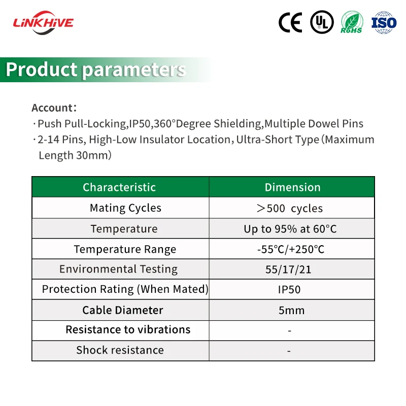 2C Series USB Cable Connector Automatic Power 2-14P Options PC Circular Self-Locking Push-Pull Chrome-plated Brass Connectors