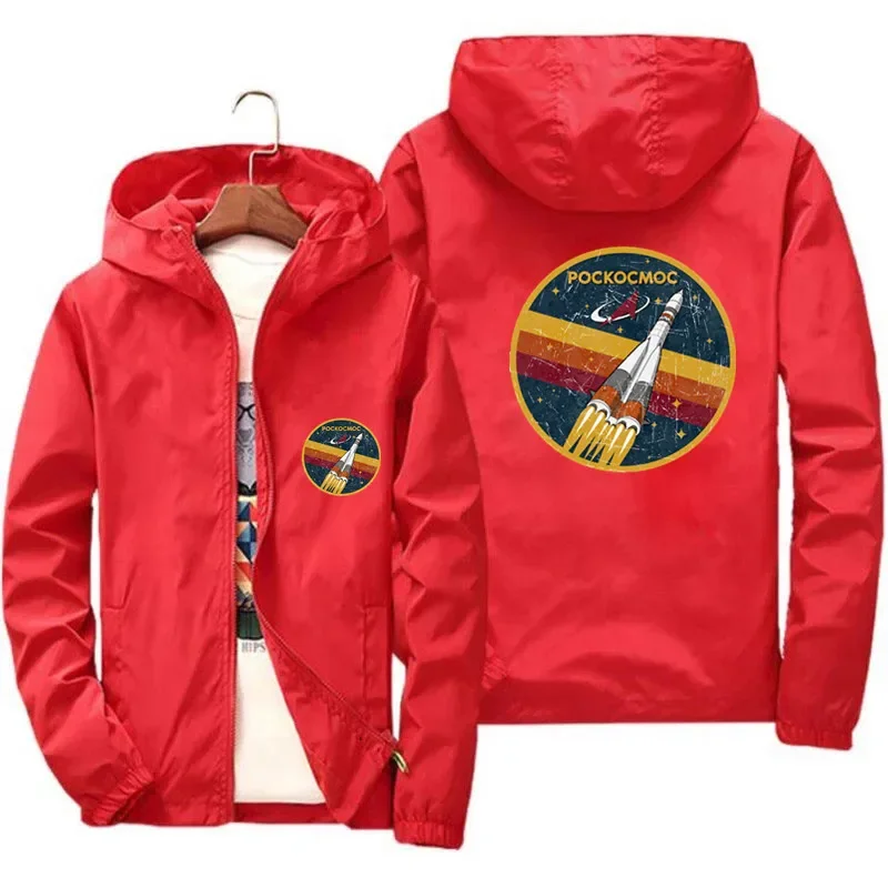 Men\'s Bomber Jacket Roscosmos Vintage Emblem Russia Cccp Uusr Windbreaker Zipper Parent-Child Boys Girls Coat Plus Size 7XL